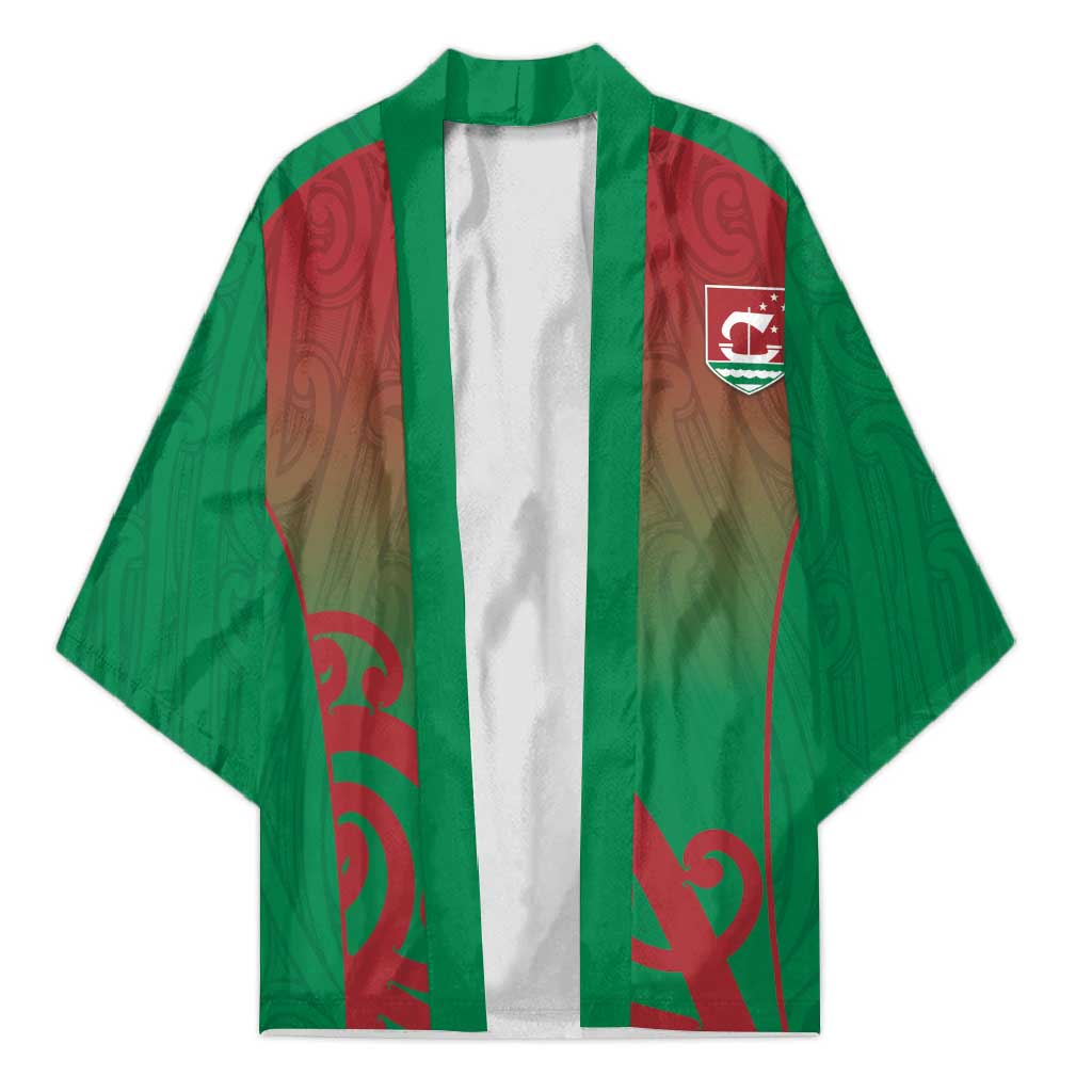 Custom Onehunga High School Kimono Maori Koru Pattern LT05 Unisex Green - Polynesian Pride