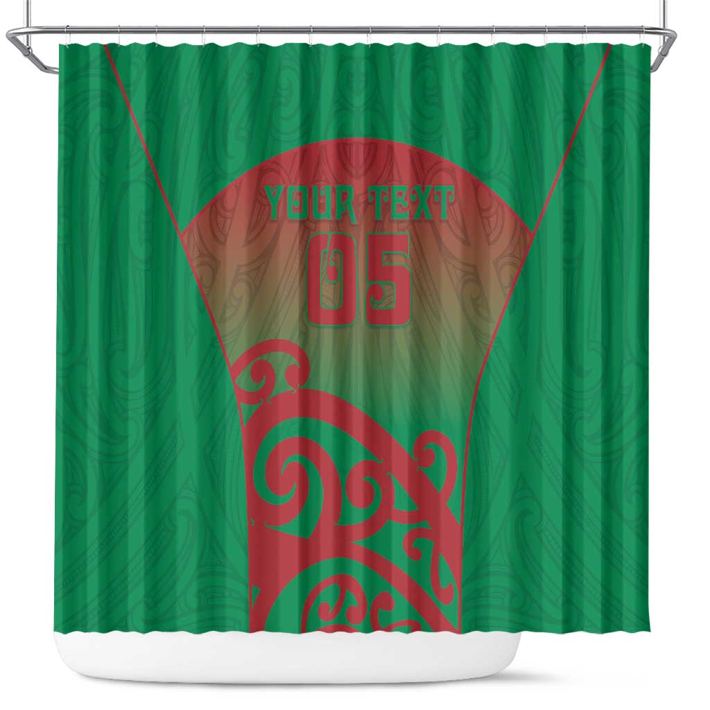 Custom Onehunga High School Shower Curtain Maori Koru Pattern LT05 Green - Polynesian Pride