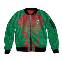 Custom Onehunga High School Sleeve Zip Bomber Jacket Maori Koru Pattern