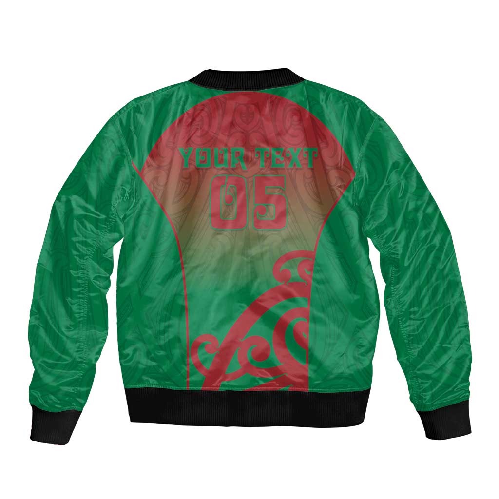Custom Onehunga High School Sleeve Zip Bomber Jacket Maori Koru Pattern