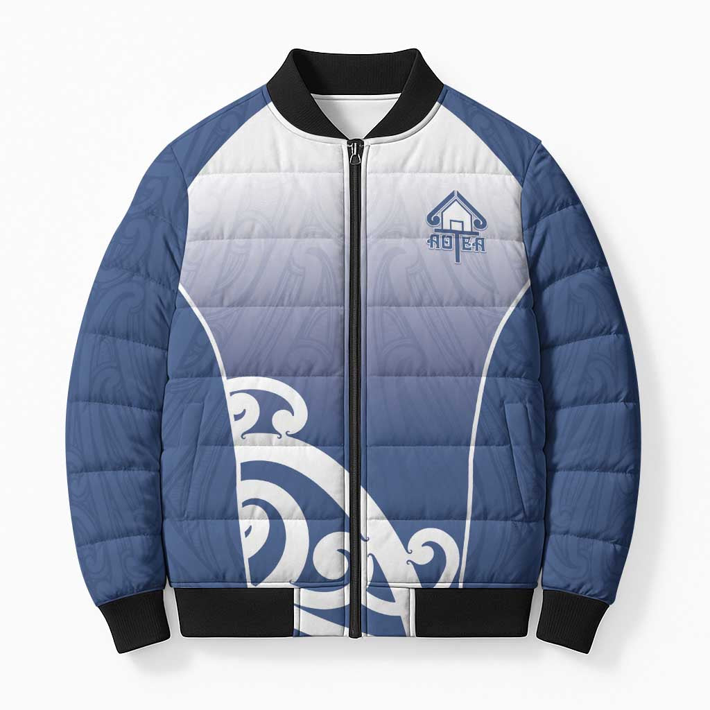 Custom New Zealand Aotea College Bomber Puffer Jacket Maori Koru Pattern