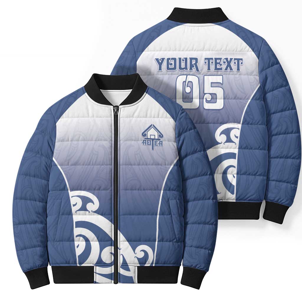 Custom New Zealand Aotea College Bomber Puffer Jacket Maori Koru Pattern