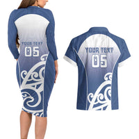 Custom New Zealand Aotea College Couples Matching Long Sleeve Bodycon Dress and Hawaiian Shirt Maori Koru Pattern LT05 - Polynesian Pride