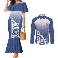 Custom New Zealand Aotea College Couples Matching Mermaid Dress and Long Sleeve Button Shirt Maori Koru Pattern