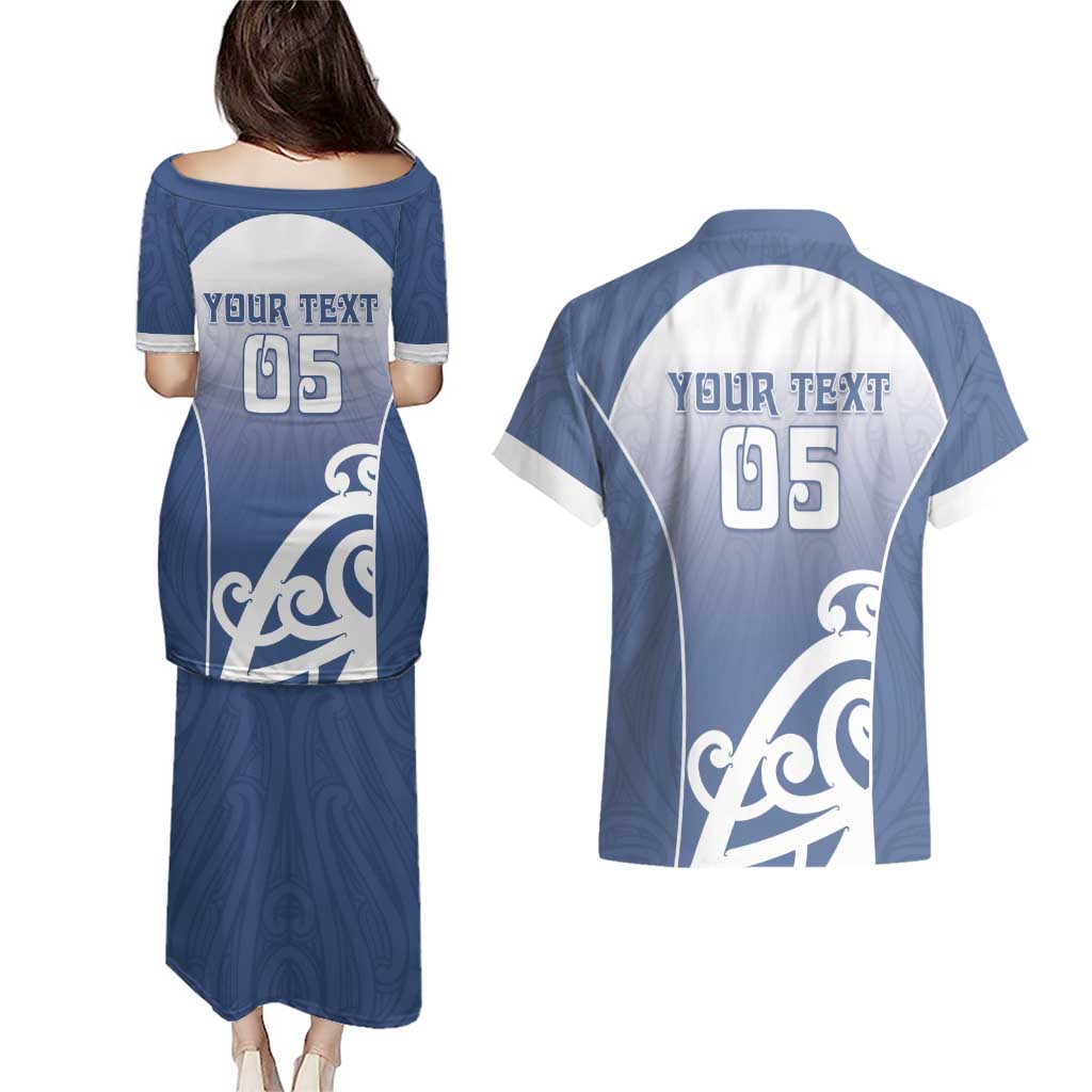 Custom New Zealand Aotea College Couples Matching Puletasi and Hawaiian Shirt Maori Koru Pattern