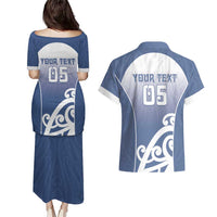 Custom New Zealand Aotea College Couples Matching Puletasi and Hawaiian Shirt Maori Koru Pattern