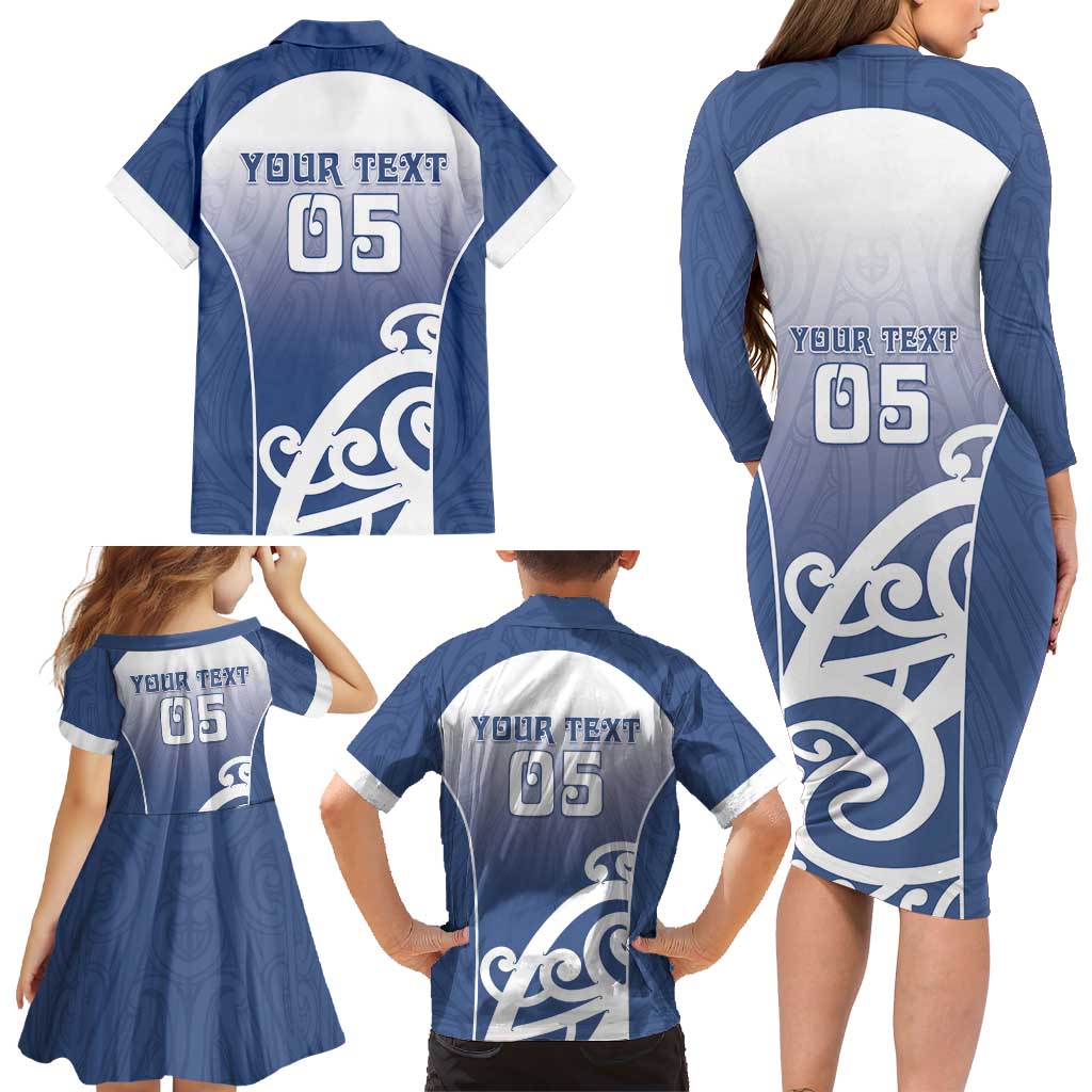 Custom New Zealand Aotea College Family Matching Long Sleeve Bodycon Dress and Hawaiian Shirt Maori Koru Pattern LT05 - Polynesian Pride