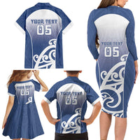 Custom New Zealand Aotea College Family Matching Long Sleeve Bodycon Dress and Hawaiian Shirt Maori Koru Pattern LT05 - Polynesian Pride