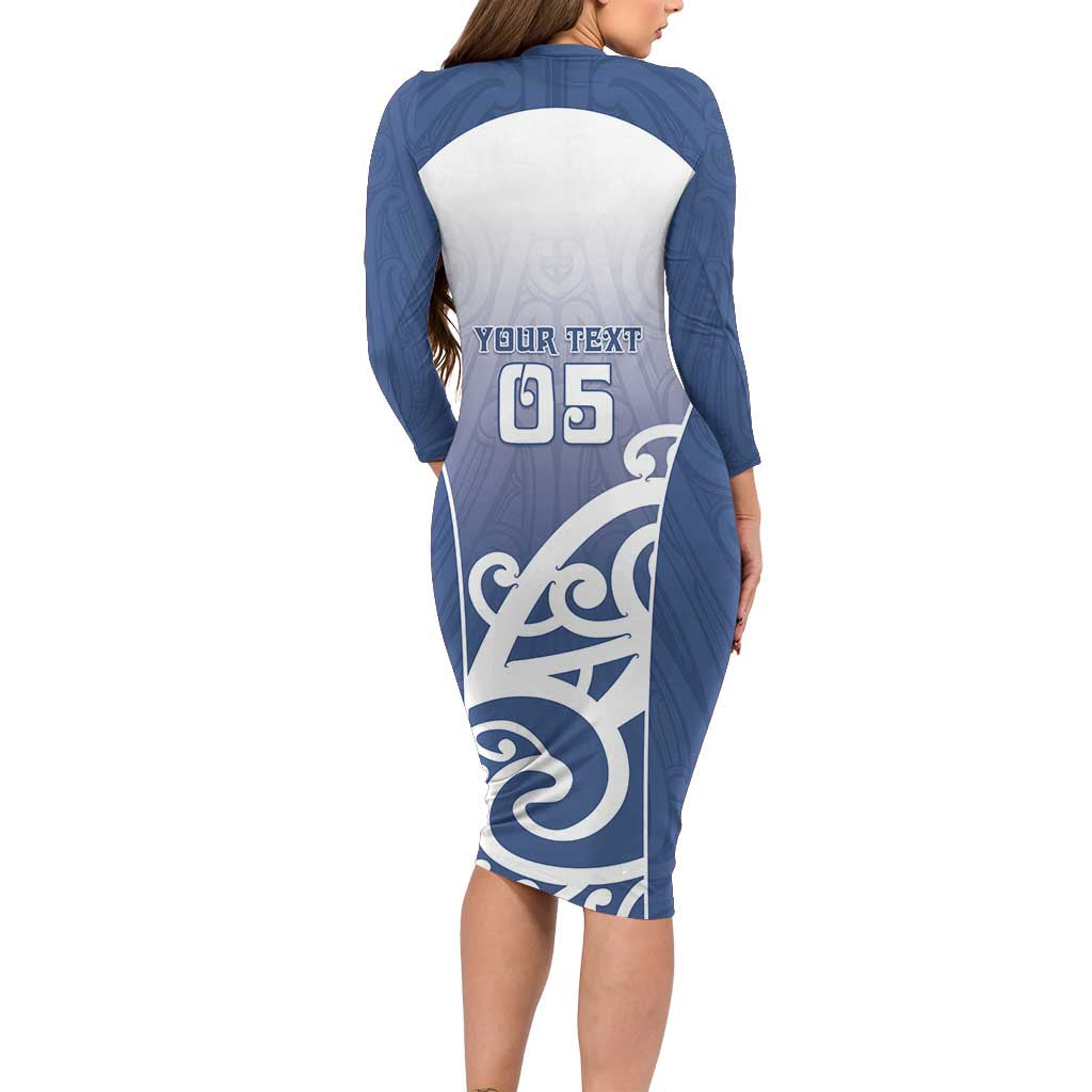 Custom New Zealand Aotea College Family Matching Long Sleeve Bodycon Dress and Hawaiian Shirt Maori Koru Pattern LT05 - Polynesian Pride