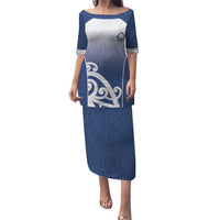 Custom New Zealand Aotea College Family Matching Puletasi and Hawaiian Shirt Maori Koru Pattern LT05 Mom's Dress Blue - Polynesian Pride