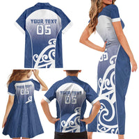 Custom New Zealand Aotea College Family Matching Short Sleeve Bodycon Dress and Hawaiian Shirt Maori Koru Pattern LT05 - Polynesian Pride