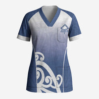 Custom New Zealand Aotea College Scrub Top Maori Koru Pattern