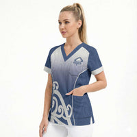 Custom New Zealand Aotea College Scrub Top Maori Koru Pattern