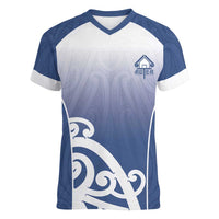 Custom New Zealand Aotea College Women V-Neck T-Shirt Maori Koru Pattern