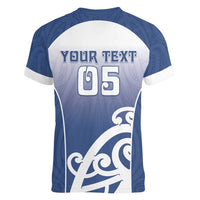 Custom New Zealand Aotea College Women V-Neck T-Shirt Maori Koru Pattern
