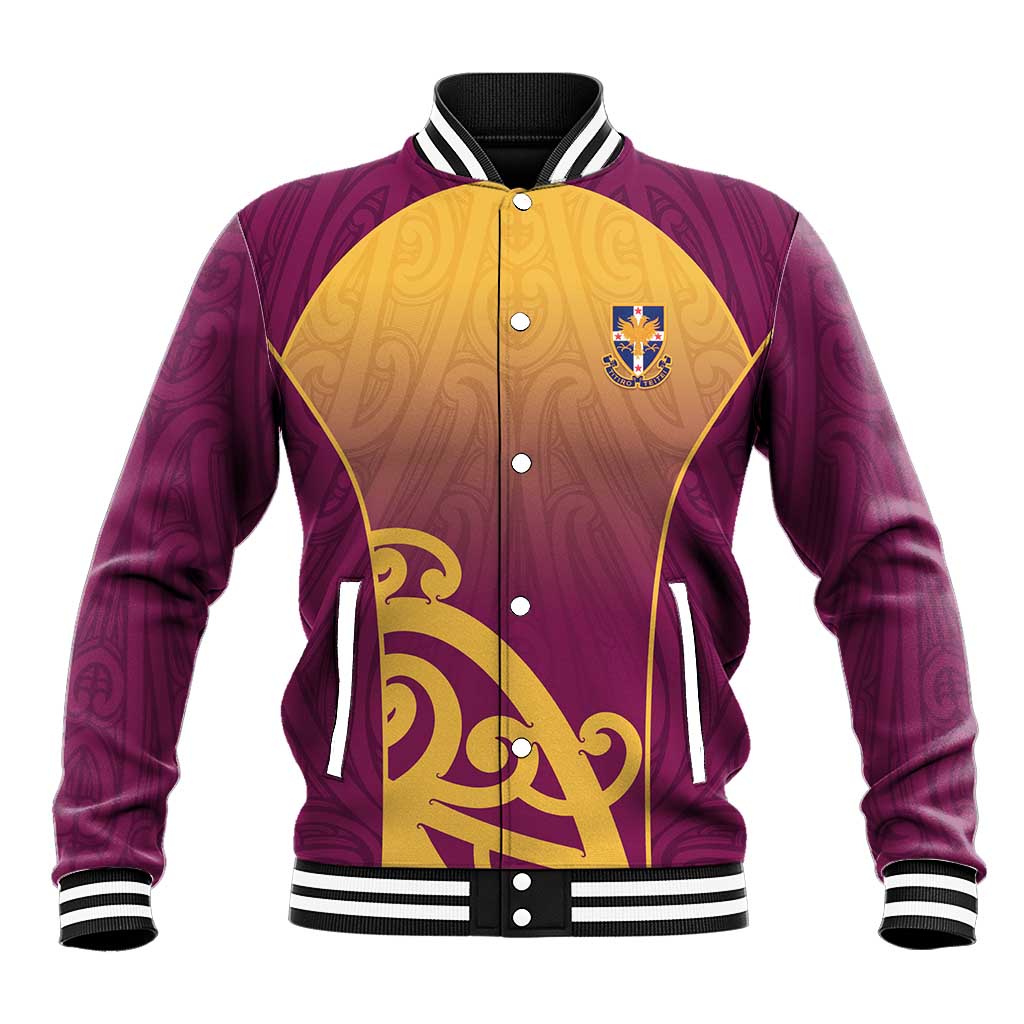 Custom Waiuku College Baseball Jacket Maori Koru Pattern