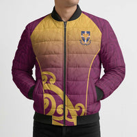 Custom Waiuku College Bomber Puffer Jacket Maori Koru Pattern