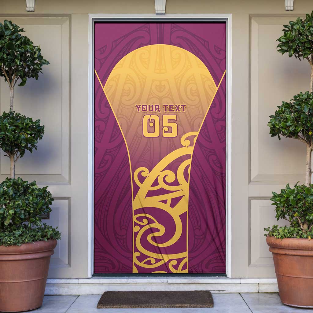 Custom Waiuku College Door Cover Maori Koru Pattern LT05 Maroon - Polynesian Pride