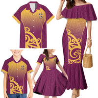 Custom Waiuku College Family Matching Mermaid Dress and Hawaiian Shirt Maori Koru Pattern LT05 - Polynesian Pride