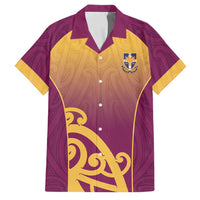 Custom Waiuku College Family Matching Summer Maxi Dress and Hawaiian Shirt Maori Koru Pattern LT05 Dad's Shirt - Short Sleeve Maroon - Polynesian Pride