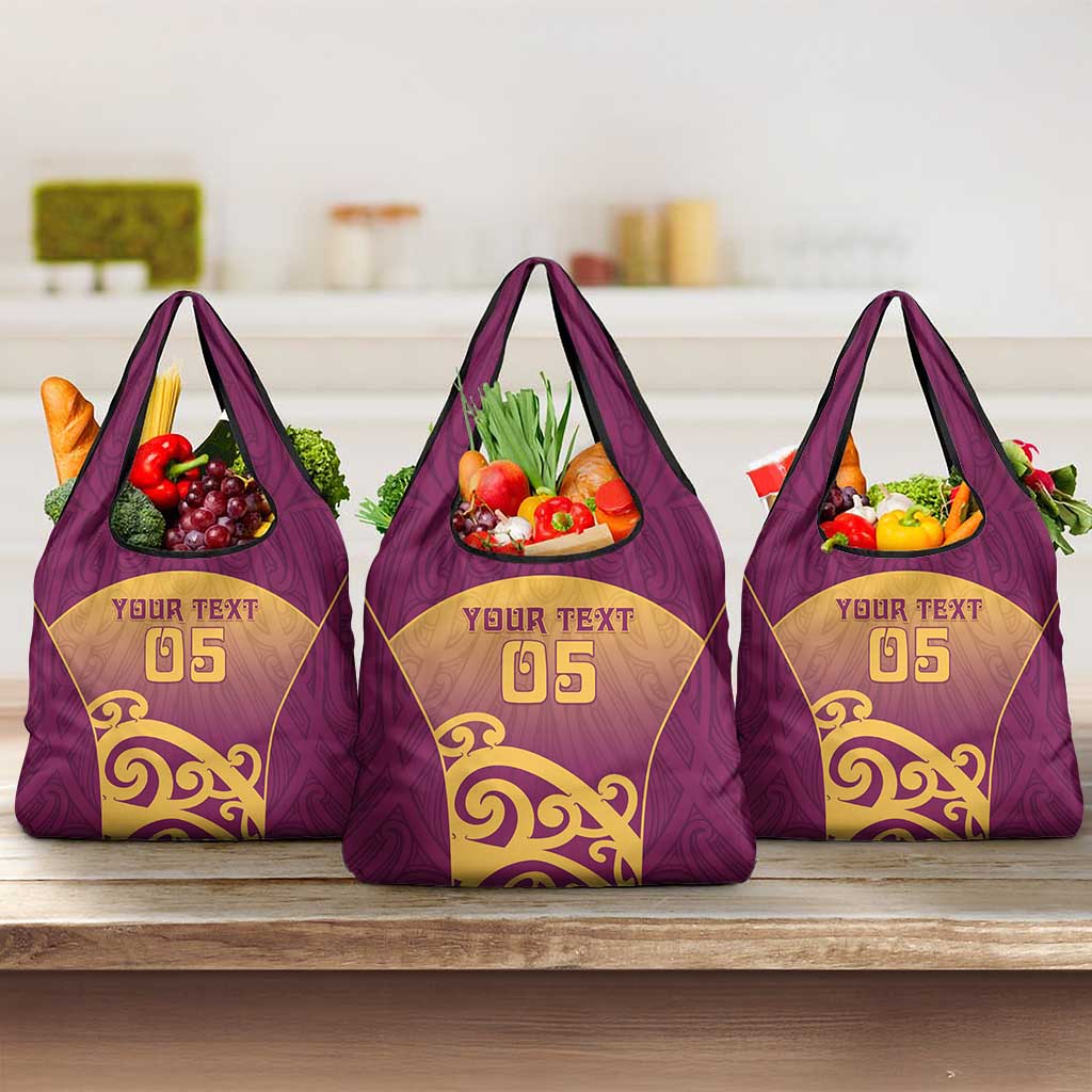 Custom Waiuku College Grocery Bag Maori Koru Pattern