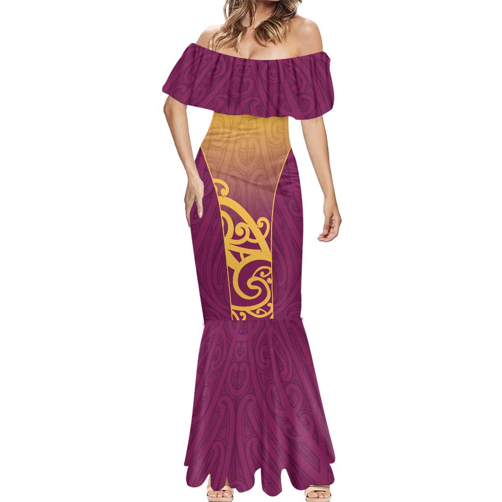 Custom Waiuku College Mermaid Dress Maori Koru Pattern