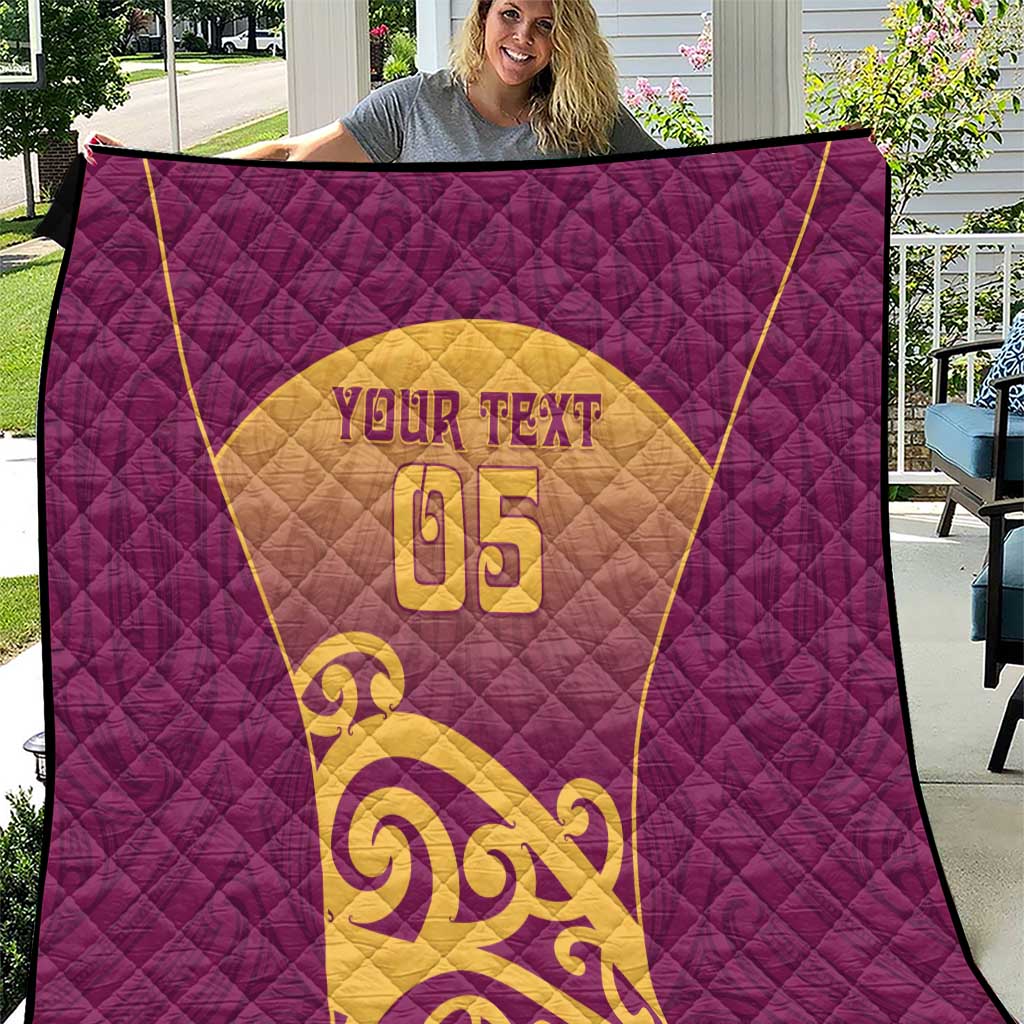 Custom Waiuku College Quilt Maori Koru Pattern LT05 Maroon - Polynesian Pride
