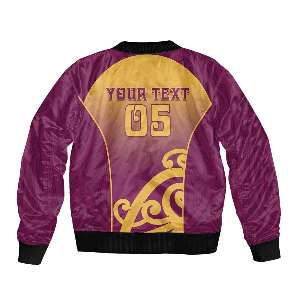 Custom Waiuku College Sleeve Zip Bomber Jacket Maori Koru Pattern LT05 - Polynesian Pride