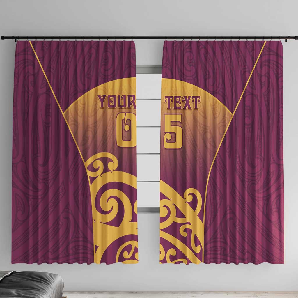 Custom Waiuku College Window Curtain Maori Koru Pattern LT05 With Hooks Maroon - Polynesian Pride