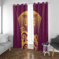 Custom Waiuku College Window Curtain Maori Koru Pattern LT05 With Grommets Maroon - Polynesian Pride