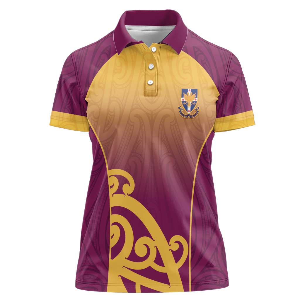 Custom Waiuku College Women Polo Shirt Maori Koru Pattern