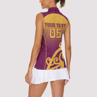 Custom Waiuku College Women Sleeveless Polo Shirt Maori Koru Pattern
