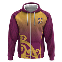 Custom Waiuku College Zip Hoodie Maori Koru Pattern LT05 Zip Hoodie Maroon - Polynesian Pride