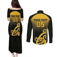 Custom Motueka High School Couples Matching Puletasi and Long Sleeve Button Shirt Maori Koru Pattern LT05 - Polynesian Pride