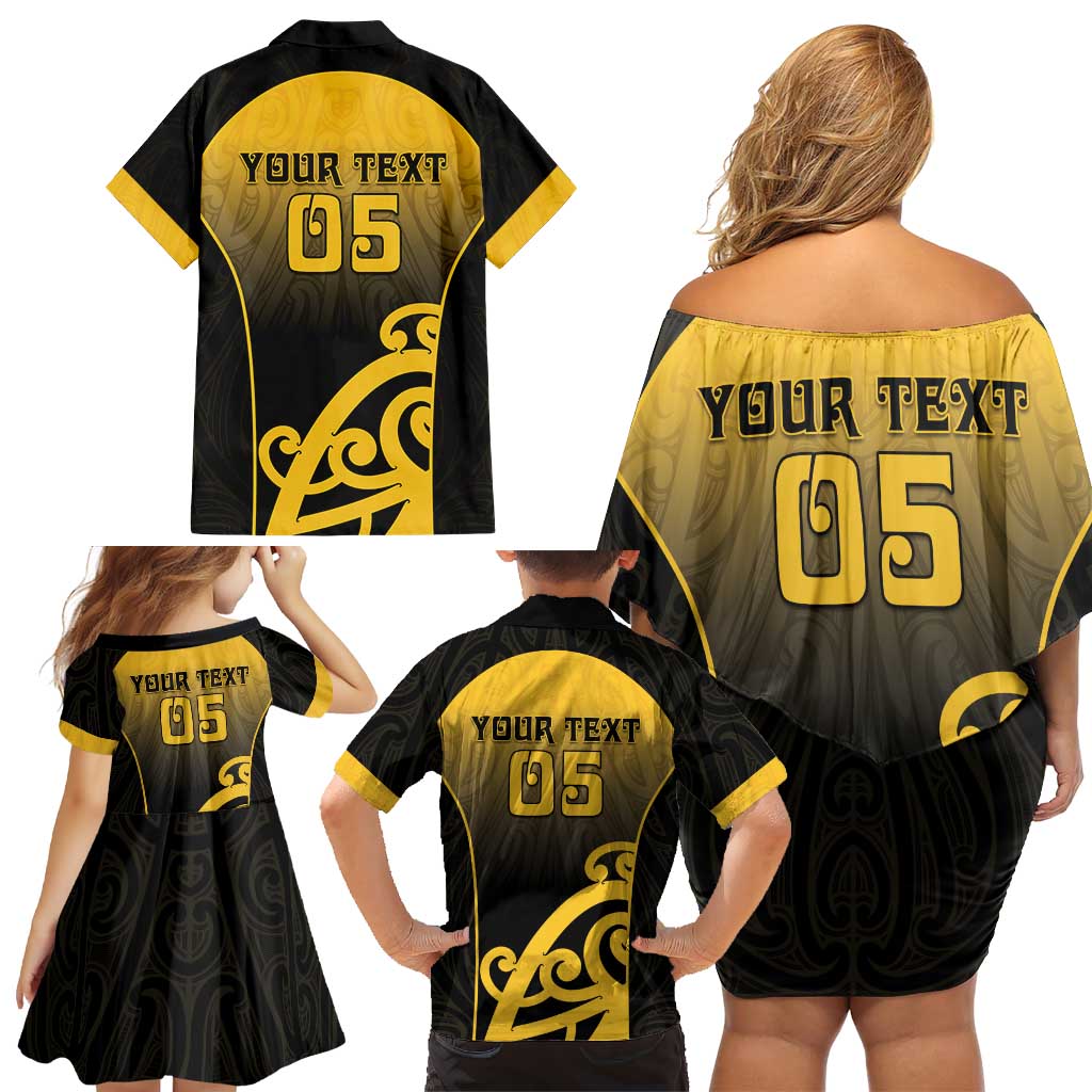 Custom Motueka High School Family Matching Off Shoulder Short Dress and Hawaiian Shirt Maori Koru Pattern LT05 - Polynesian Pride