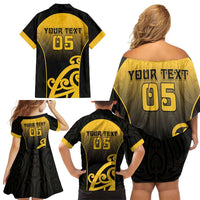 Custom Motueka High School Family Matching Off Shoulder Short Dress and Hawaiian Shirt Maori Koru Pattern LT05 - Polynesian Pride