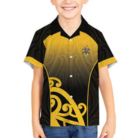 Custom Motueka High School Family Matching Summer Maxi Dress and Hawaiian Shirt Maori Koru Pattern LT05 Son's Shirt Black - Polynesian Pride