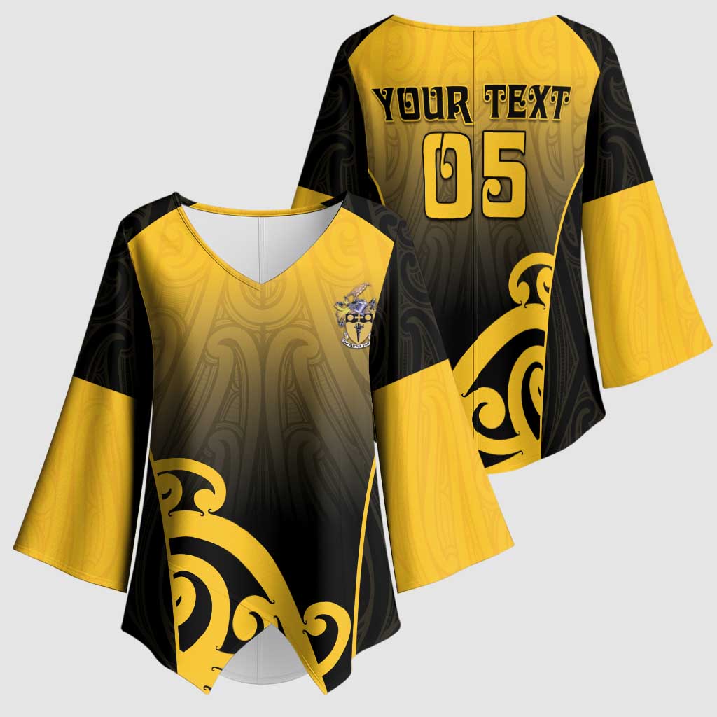 Custom Motueka High School Kimono Sleeve Blouse Maori Koru Pattern LT05 - Polynesian Pride