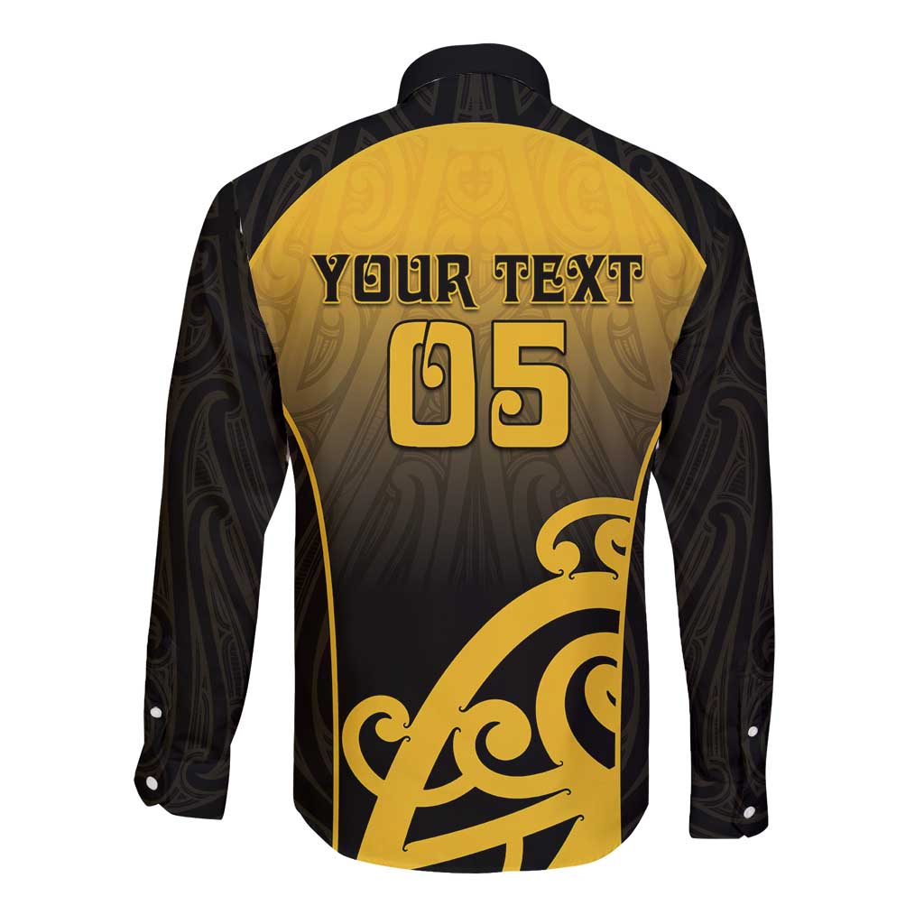 Custom Motueka High School Long Sleeve Button Shirt Maori Koru Pattern