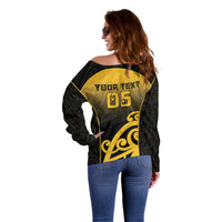 Custom Motueka High School Off Shoulder Sweater Maori Koru Pattern