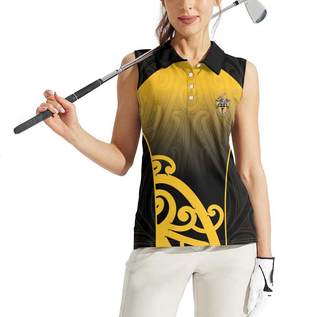 Custom Motueka High School Women Sleeveless Polo Shirt Maori Koru Pattern