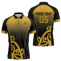 Custom Motueka High School Zipper Polo Shirt Maori Koru Pattern LT05 - Polynesian Pride