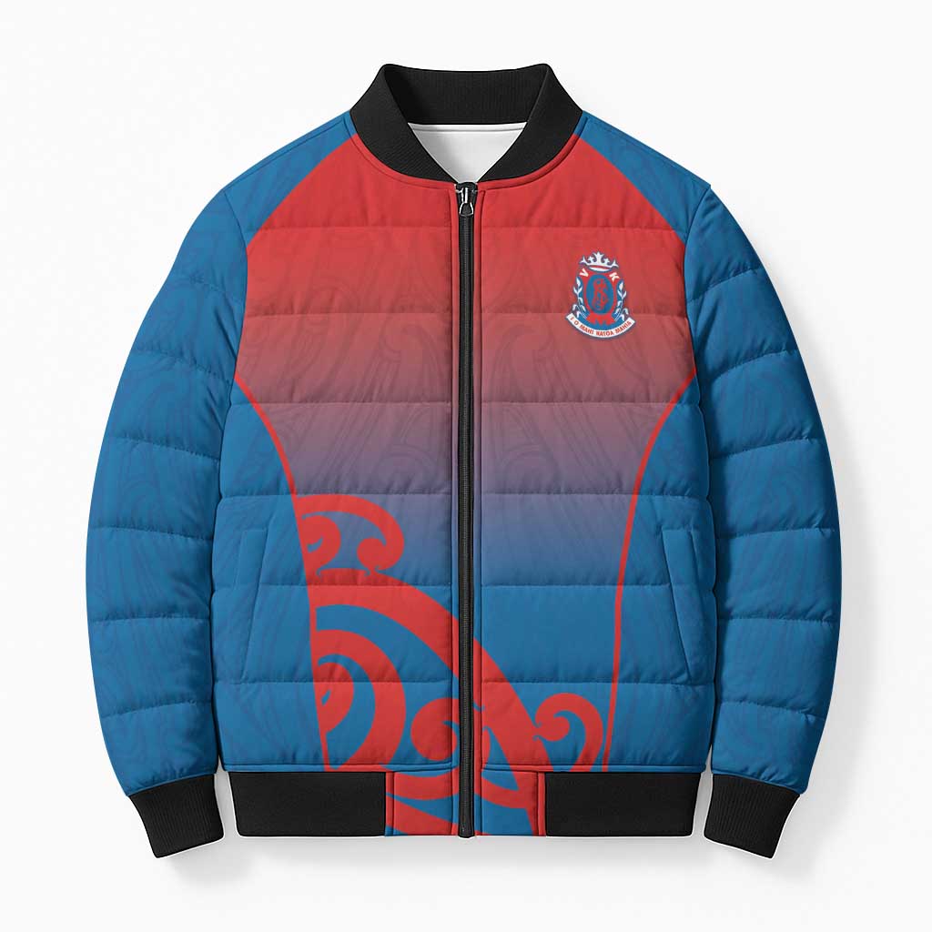 Custom St Joseph's Maori Girls' College Bomber Puffer Jacket Maori Koru Pattern