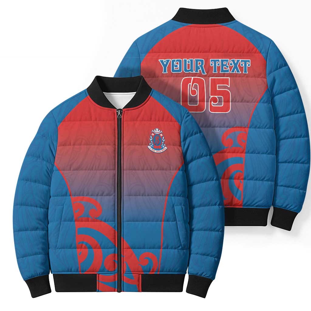 Custom St Joseph's Maori Girls' College Bomber Puffer Jacket Maori Koru Pattern