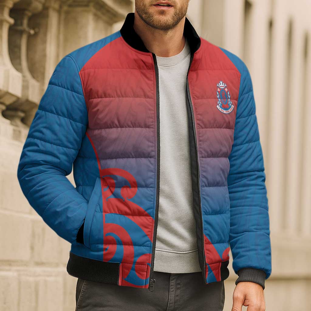 Custom St Joseph's Maori Girls' College Bomber Puffer Jacket Maori Koru Pattern