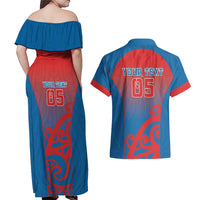 Custom St Joseph's Maori Girls' College Couples Matching Off Shoulder Maxi Dress and Hawaiian Shirt Maori Koru Pattern LT05 - Polynesian Pride
