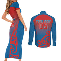 Custom St Joseph's Maori Girls' College Couples Matching Short Sleeve Bodycon Dress and Long Sleeve Button Shirt Maori Koru Pattern LT05 - Polynesian Pride