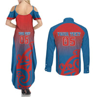Custom St Joseph's Maori Girls' College Couples Matching Summer Maxi Dress and Long Sleeve Button Shirt Maori Koru Pattern LT05 - Polynesian Pride