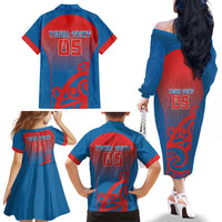Custom St Joseph's Maori Girls' College Family Matching Off The Shoulder Long Sleeve Dress and Hawaiian Shirt Maori Koru Pattern LT05 - Polynesian Pride