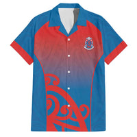 Custom St Joseph's Maori Girls' College Family Matching Off The Shoulder Long Sleeve Dress and Hawaiian Shirt Maori Koru Pattern LT05 Dad's Shirt - Short Sleeve Blue - Polynesian Pride